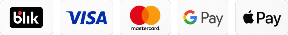 BLIK, Visa, Mastercard, Google Pay i Apple Pay